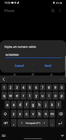 USSD para digitar o número da conta destino