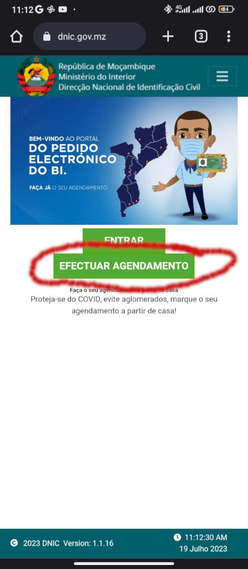 Toque em efectuar agendamento