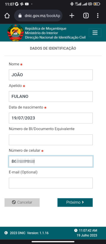 Preencho os dados solicitados