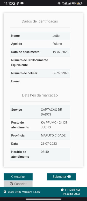 Confirmo se os dados estão correctos