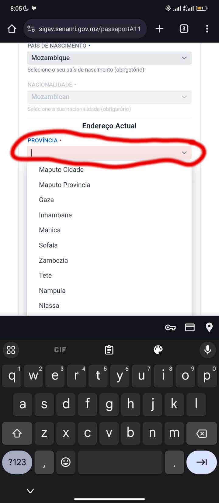 Indico a província de meu nascimento.