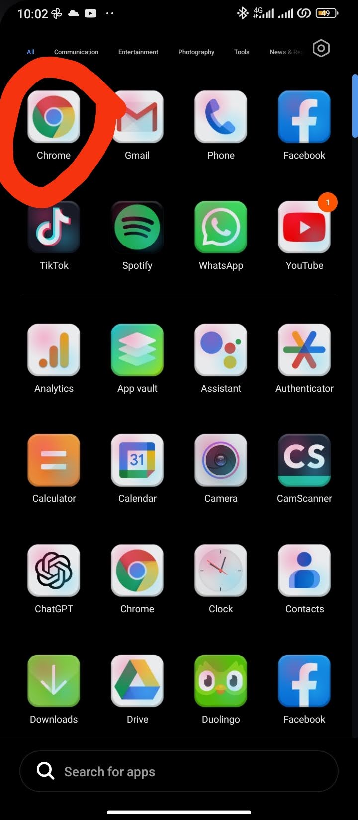 Abrindo o navegador chrome