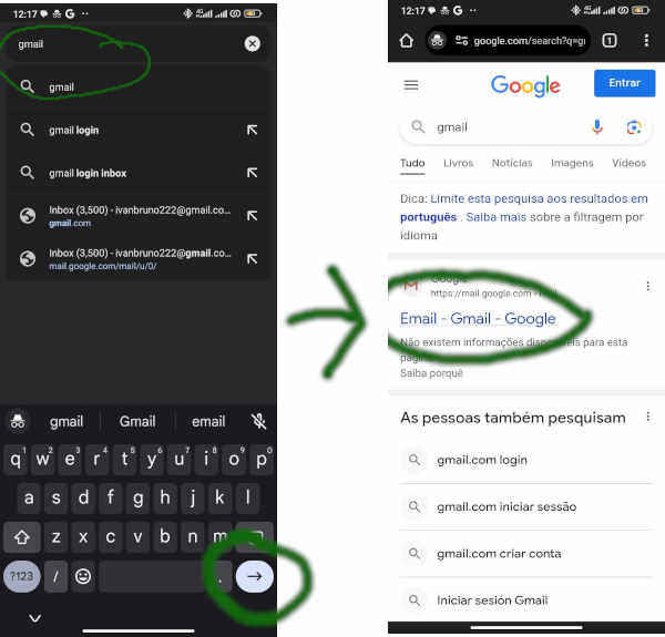 Acedo ao site do gmail