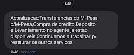 Comunicado do M-Pesa por mensagem